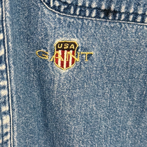 NEW ENGLAND DENIM USA Gant Shirt Button Down With Front Pockets Size Medium - Picture 6 of 8